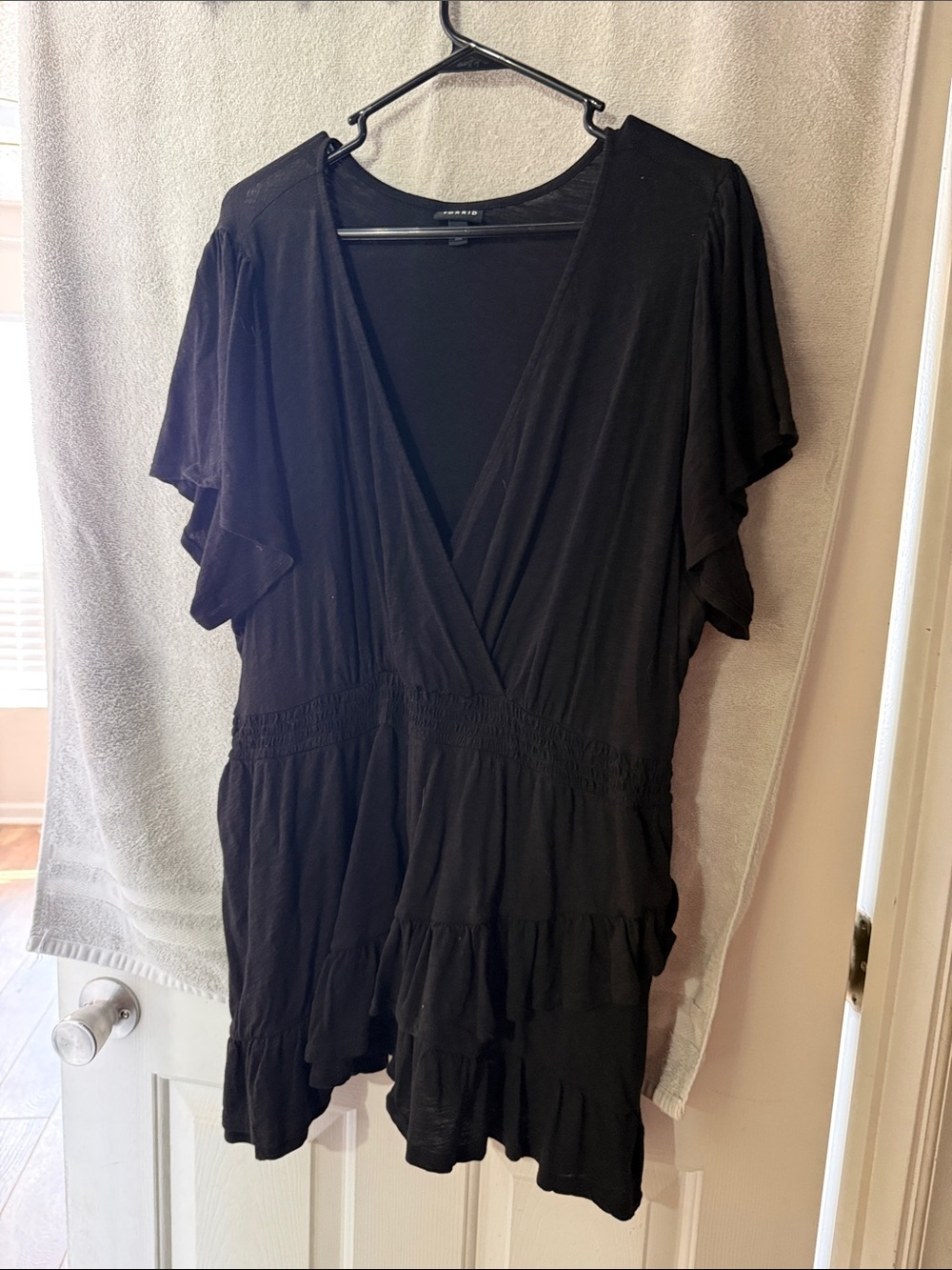 torrid Black V-Neck Ruffle Tunic